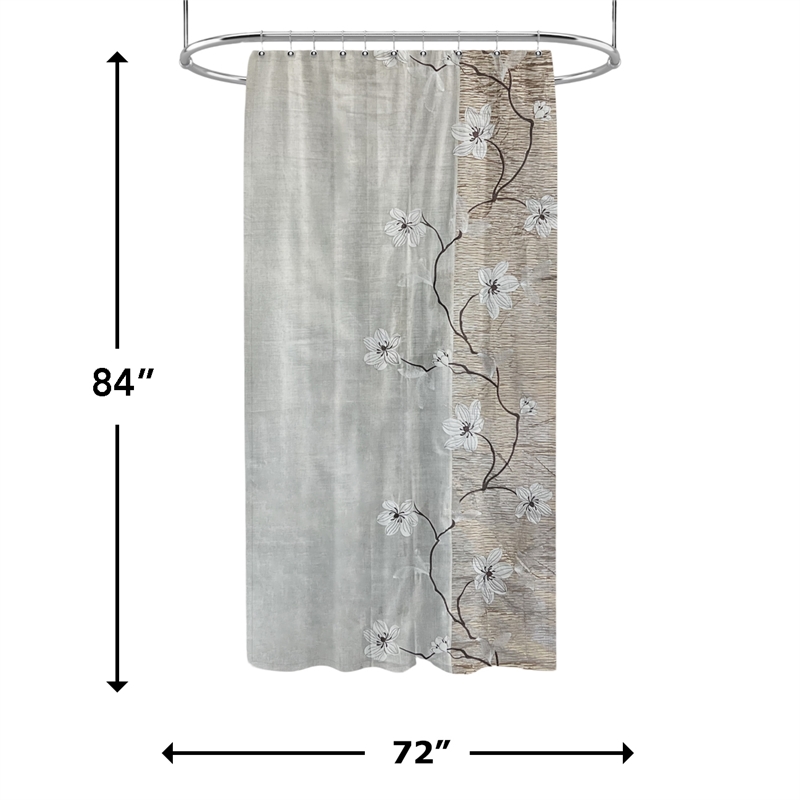 Morden&Cassic Combine Magnolia Printed Fabric Bronze Shower Curtain - 54