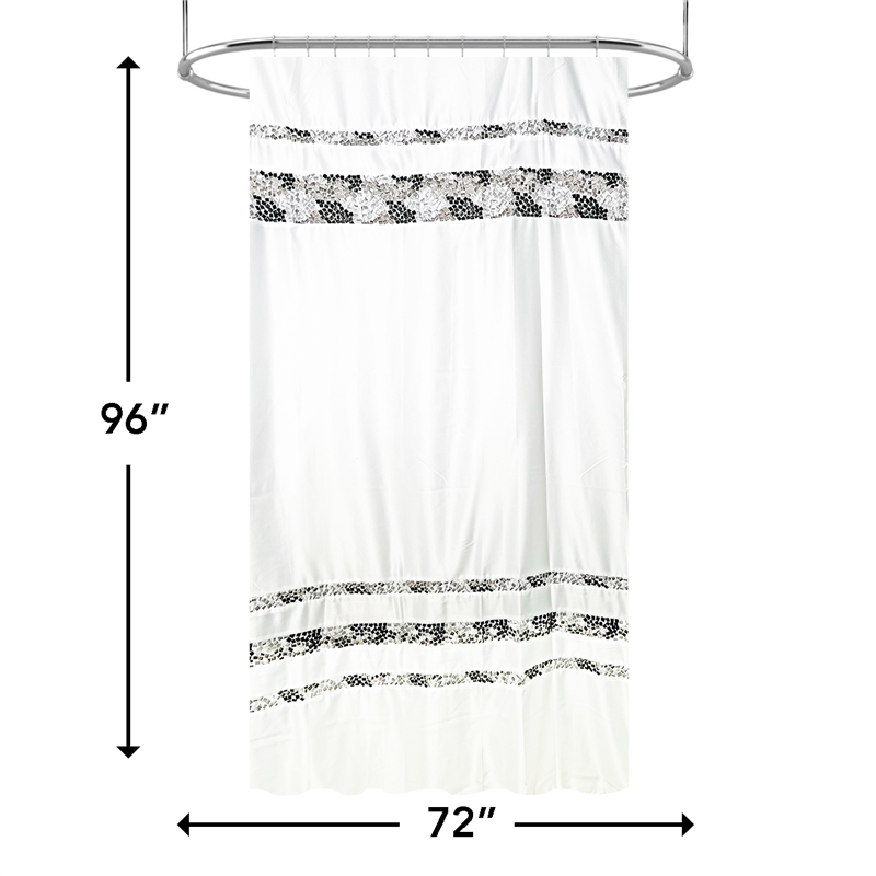Urben Black Soft Fabric Shower Curtain Pieced Unique pattern - 72