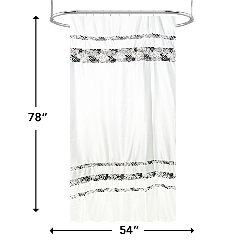Urben Black Soft Fabric Shower Curtain Pieced Unique pattern - 54
