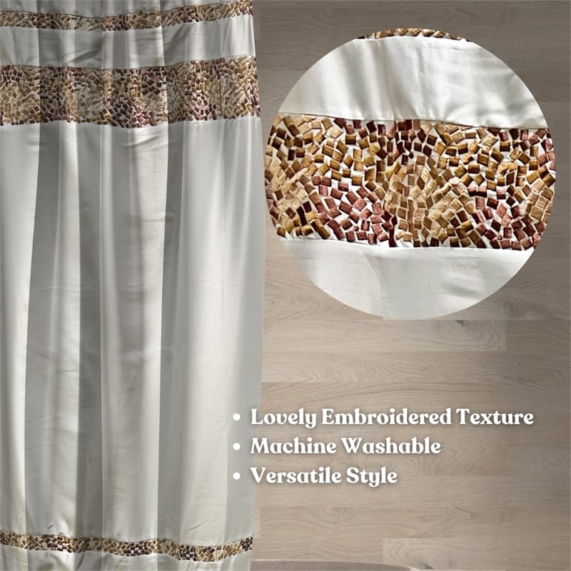 Urben Brown Soft Fabric Shower Curtain Pieced Unique pattern - 72