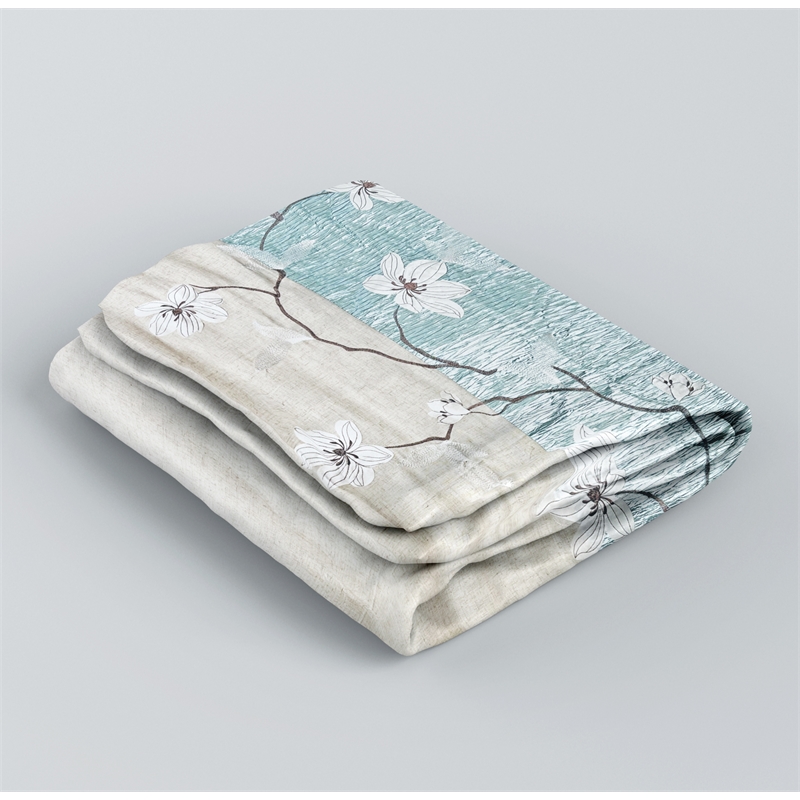 Morden&Cassic Combine Magnolia Printed Fabric Blue Shower Curtain - 72