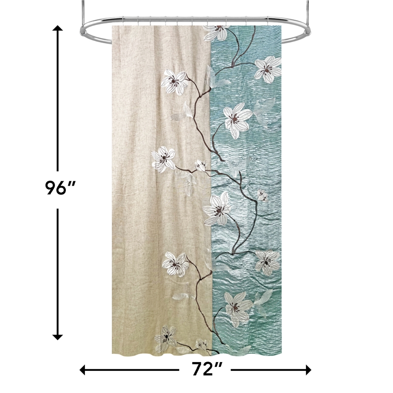 Morden&Cassic Combine Magnolia Printed Fabric Blue Shower Curtain - 72