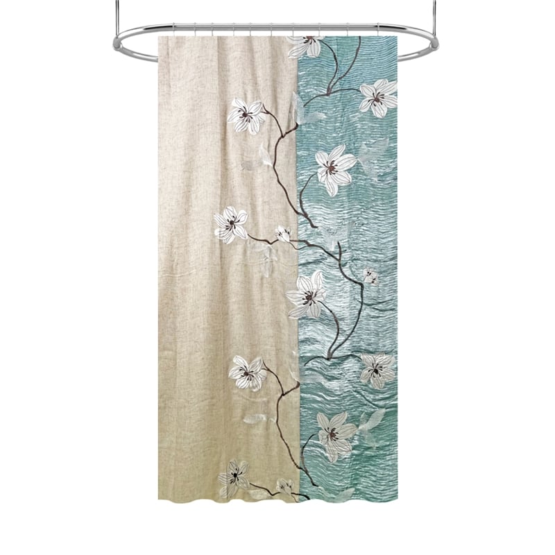 Morden&Cassic Combine Magnolia Printed Fabric Blue Shower Curtain - 54