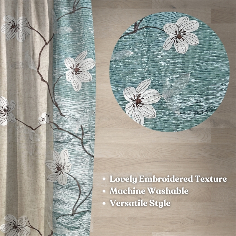 Morden&Cassic Combine Magnolia Printed Fabric Blue Shower Curtain - 72