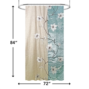 Morden&Cassic Combine Magnolia Printed Fabric Blue Shower Curtain - 72&quotX 84&quot