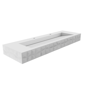 Knightsbrook 60&quot Floating White Wall Mounted Bathroom Solid Surface Stone Sink
