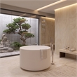 Premium Morden White Round Deep Solid Surface Stone Soaking Bathtub