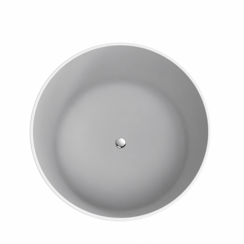 Premium Morden White Round Deep Solid Surface Stone Soaking Bathtub