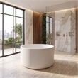 Premium Morden White Round Deep Solid Surface Stone Soaking Bathtub