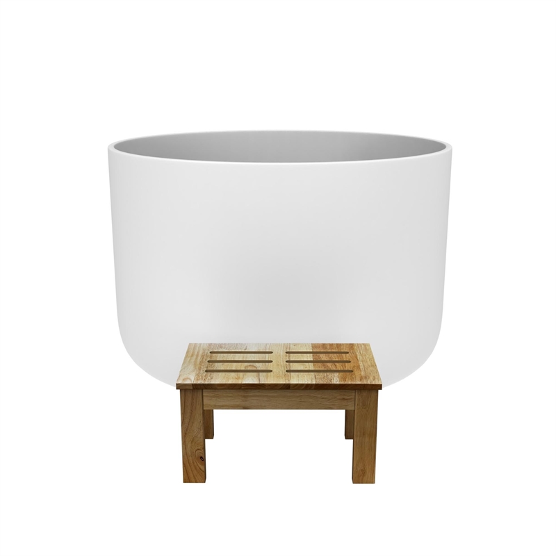 Premium Morden White Round Deep Solid Surface Stone Soaking Bathtub