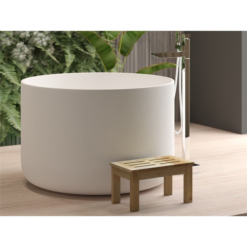 Premium Morden White Round Deep Solid Surface Stone Soaking Bathtub
