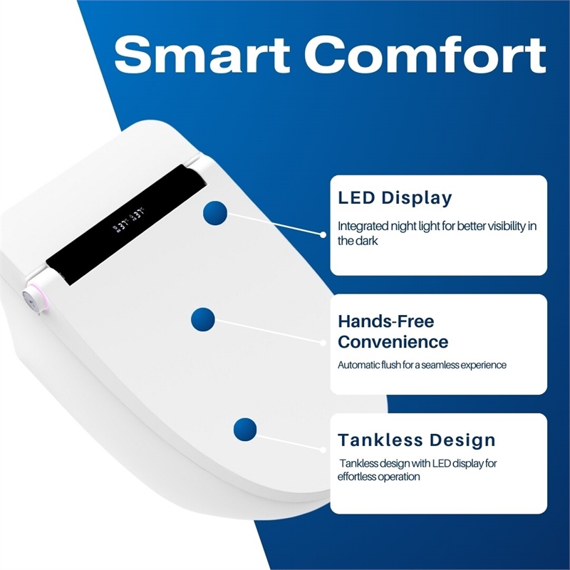 Pacific White Smart Toilet - 1.28GPF Efficient Elongated Design