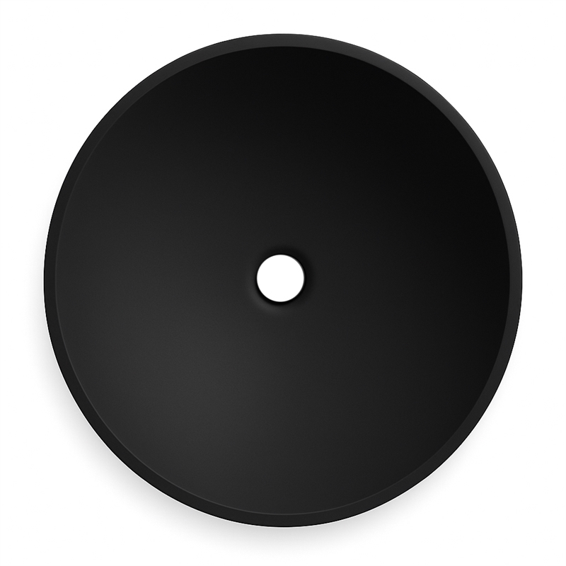 Veyra Matte Black Solid Surface Round Vessel Sink
