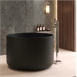 Modern Round Deep Black Tub With Stool
