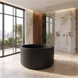Modern Round Deep Black Tub With Stool