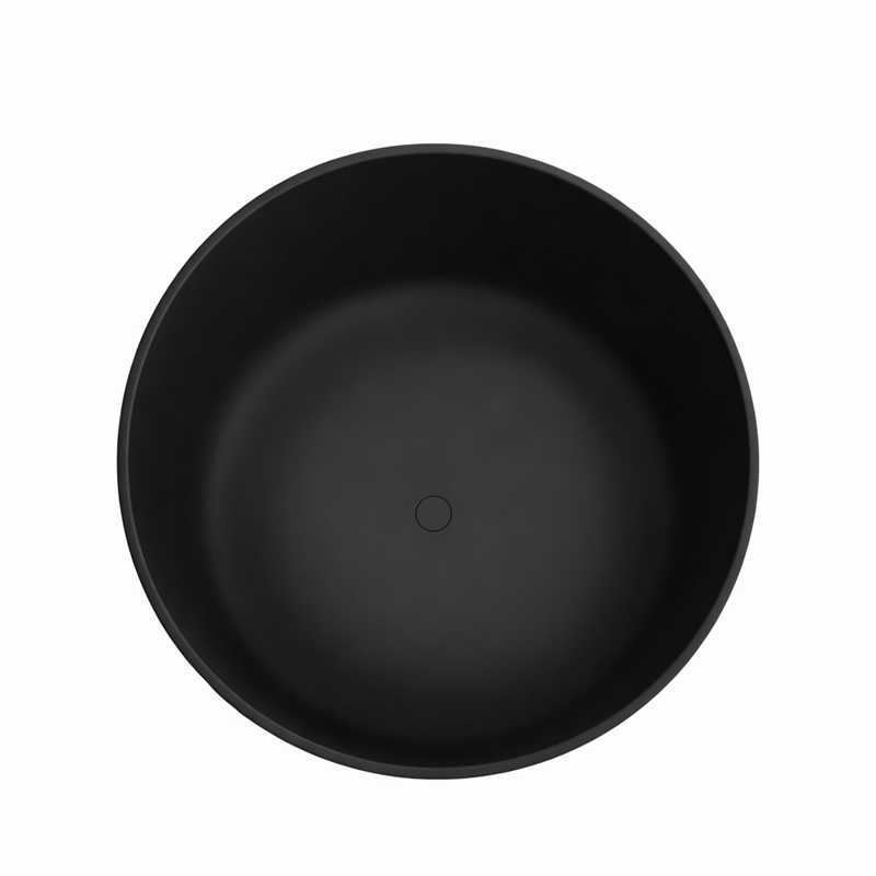 Modern Round Deep Black Tub With Stool