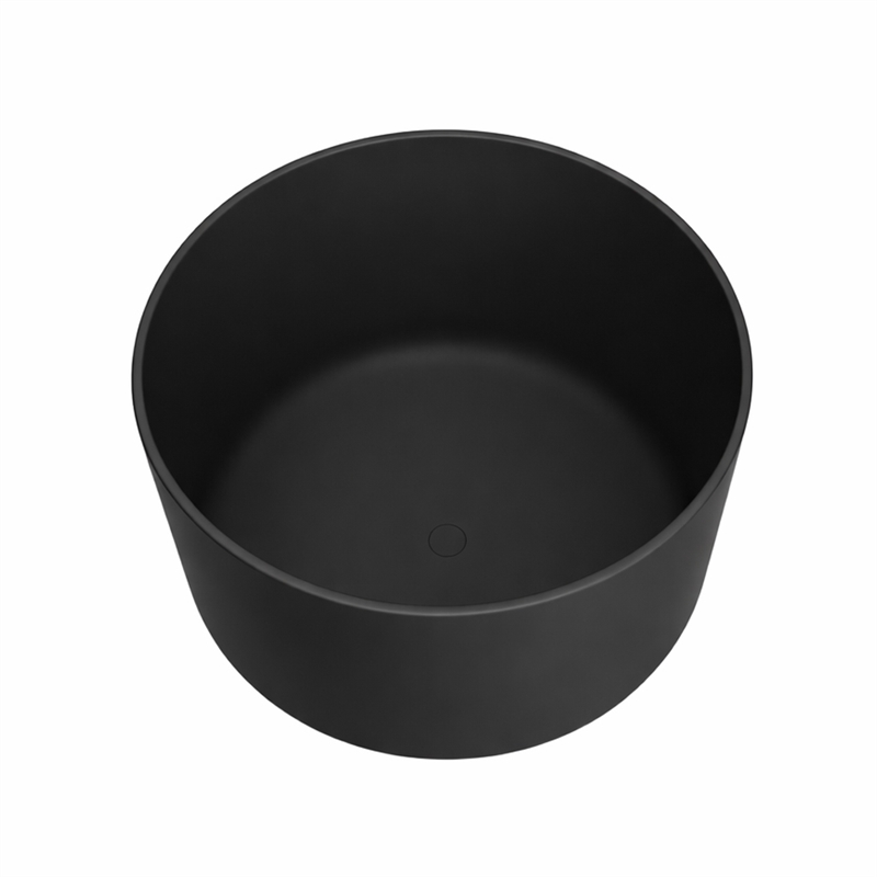 Modern Round Deep Black Tub With Stool