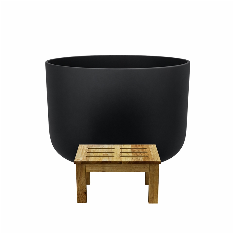 Modern Round Deep Black Tub With Stool
