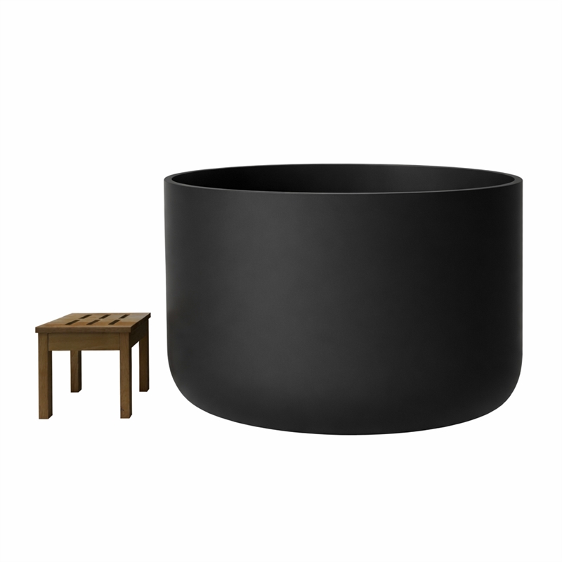 Modern Round Deep Black Tub With Stool