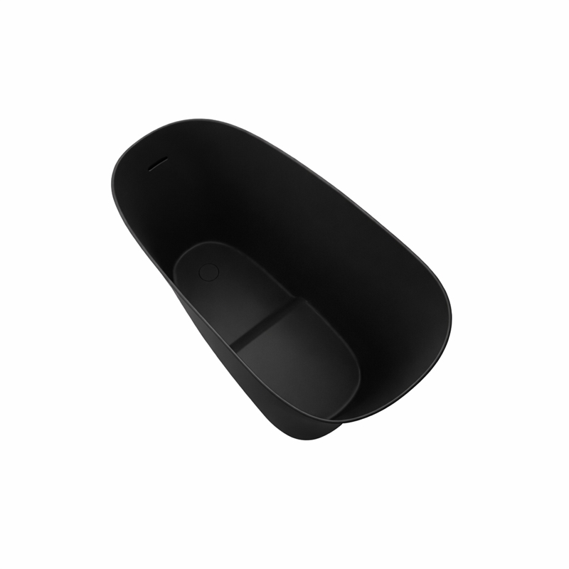 Modern Japanese Black Solid Surface Stone Soaking Bathtub-Perfect for Relaxation
