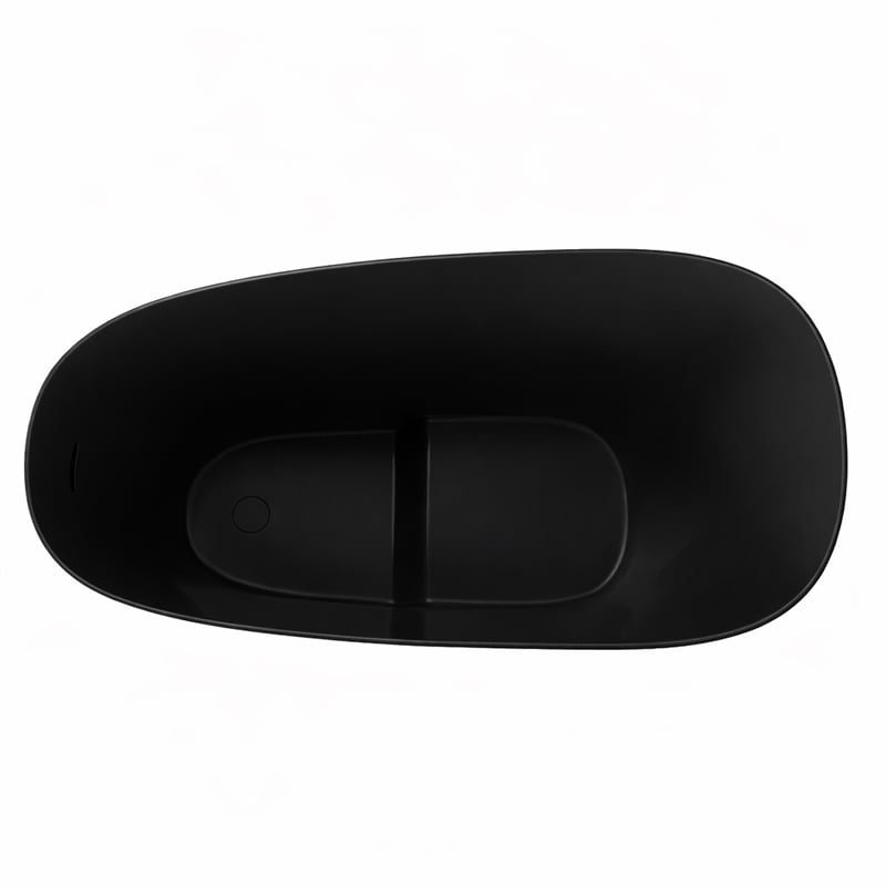 Modern Japanese Black Solid Surface Stone Soaking Bathtub-Perfect for Relaxation
