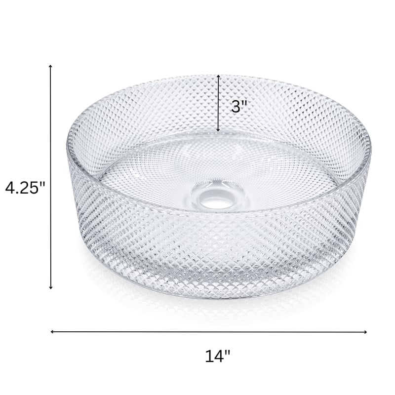Glacier Round Glass Vessel Bathroom Sink 14