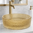 Scotch 16 in. Circular Bathroom Vessel Sink in Champagne Tempered Glass