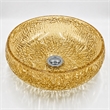 17 in Circular Bathroom Vessel Sink in Champagne Tempered Glass