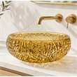 17 in Circular Bathroom Vessel Sink in Champagne Tempered Glass
