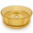 Cowrie Timeless Gold Champagne Tempered Glass Round Vessel Sink 16 in