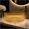 Cowrie Timeless Gold Champagne Tempered Glass Round Vessel Sink 16 in