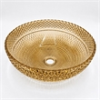 Scotch 16 in Circular Bathroom Vessel Sink in Champagne Tempered Glass