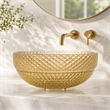 Scotch 16 in Circular Bathroom Vessel Sink in Champagne Tempered Glass