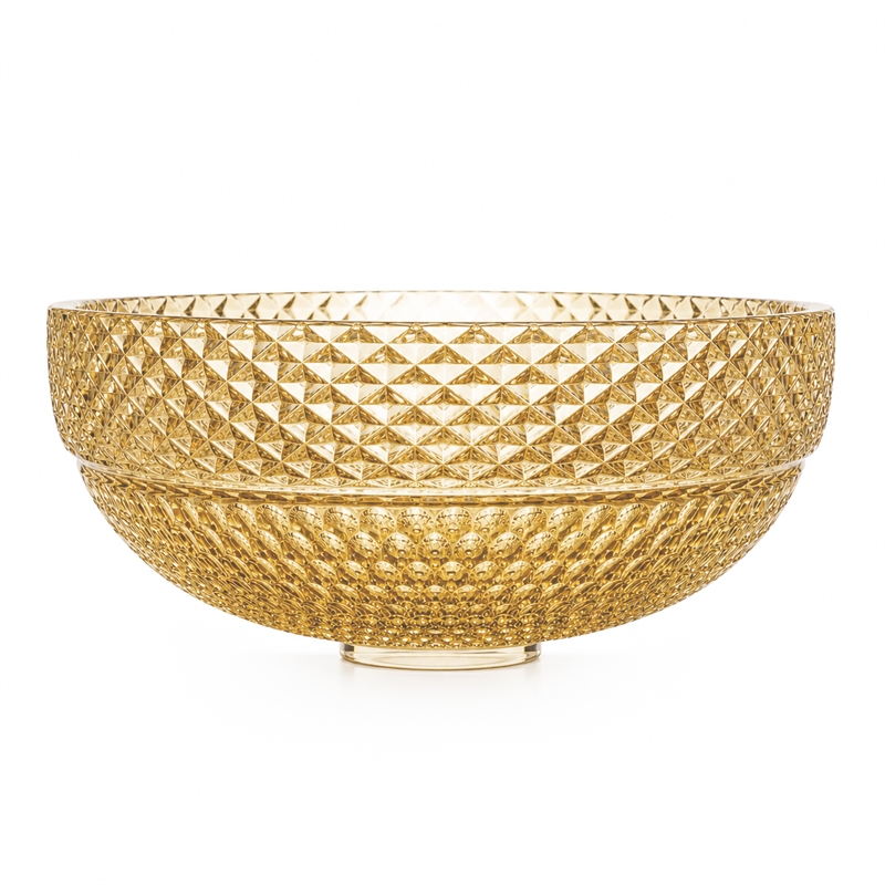 Scotch 16 in Circular Bathroom Vessel Sink in Champagne Tempered Glass