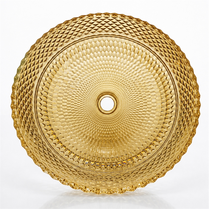 Scotch 16 in Circular Bathroom Vessel Sink in Champagne Tempered Glass