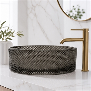 Glacier Circular Glass Vessel Bathroom Sink Bowl 14 Round