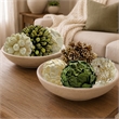 White Green and Brown Preserved Botanical Topiary Balls Decorative Bowl Filler Set of 7