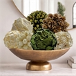 White Green and Brown Preserved Botanical Topiary Balls Decorative Bowl Filler Set of 7