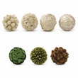 White Green and Brown Preserved Botanical Topiary Balls Decorative Bowl Filler Set of 7