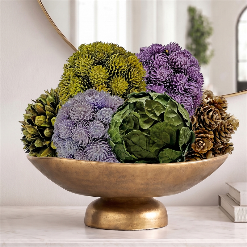 Mixed Colors Preserved Botanical Topiary Balls Decorative Bowl Filler Set of 6