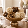 Preserved Botanical Decorative Topiary Balls Filler Brown/White (Set of 7)