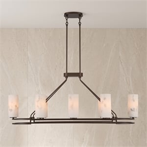 Aurelia 47&quot 8-Light Hellenic Bronze Steel Linear Island Chandelier