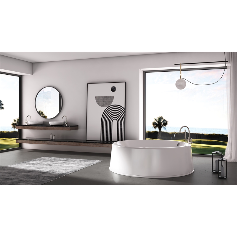 Malibu Home Addis Round Massaging Air Jet Bathtub 60