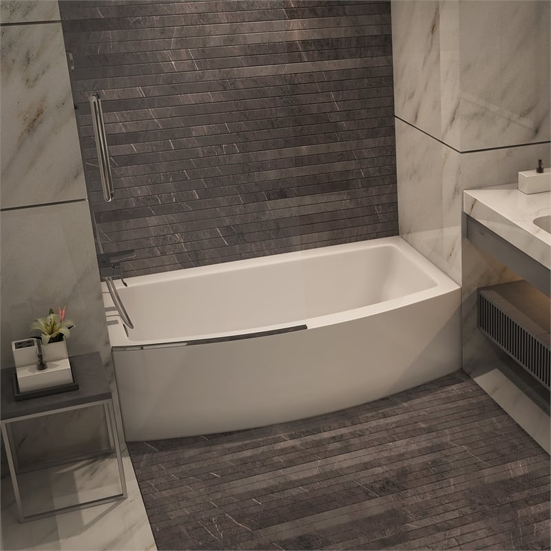 Malibu Home Tulum LH Rectangle Whirlpool Bathtub 60