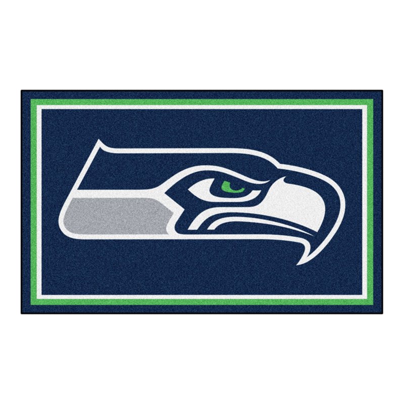 Fanmats Seattle Seahawks Floor Rug, Blue/White/Grey, 4' x 6'