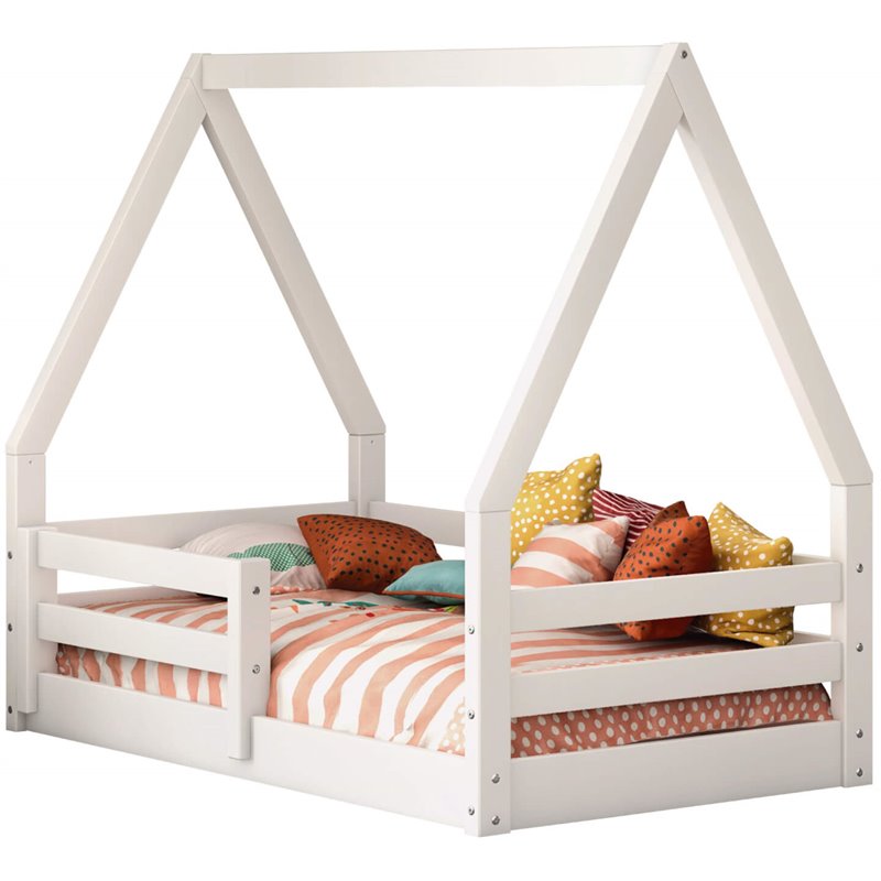Eden Home Modern Solid Wood Toddler Bed in White