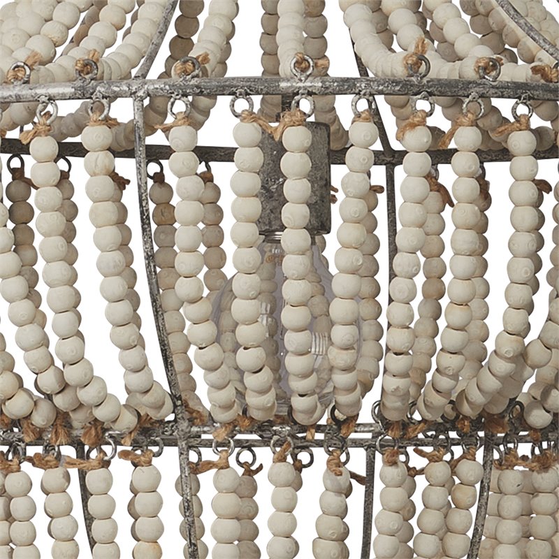 Eden Home Transitional Wood Glamourous and Elegant Chandelier in White