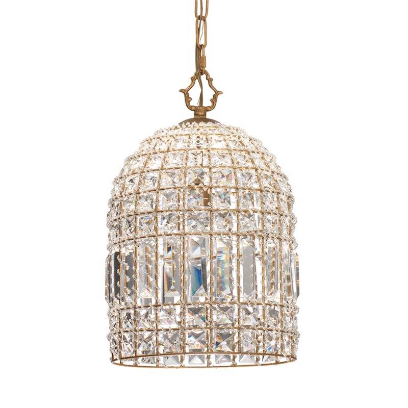 Eden Home Transitional Glass Pendant in Clear and Antique Gold