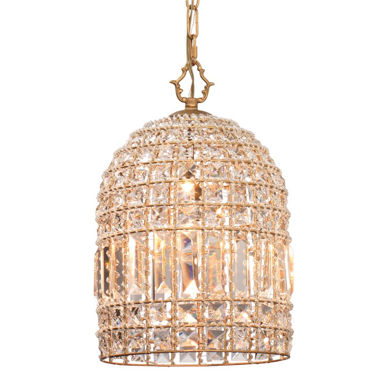 Eden Home Transitional Glass Pendant in Clear and Antique Gold