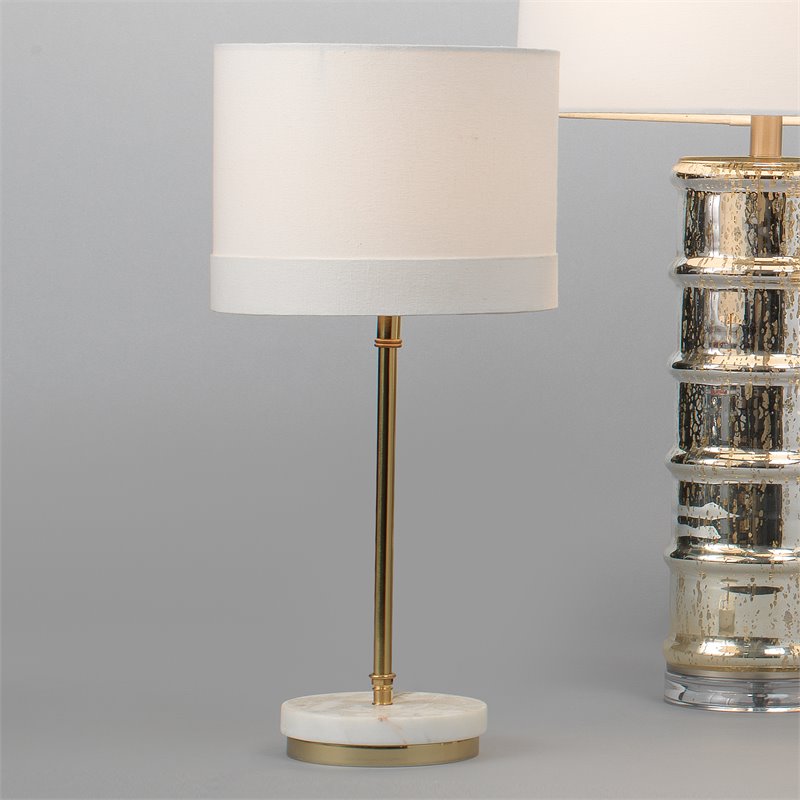 Eden Home Modern Metal and Marble Table Lamp in Antique Brass/White